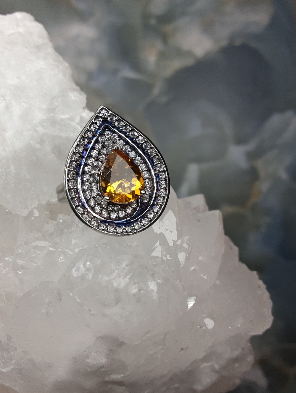 925 Cirtine, White Zircon Ring.